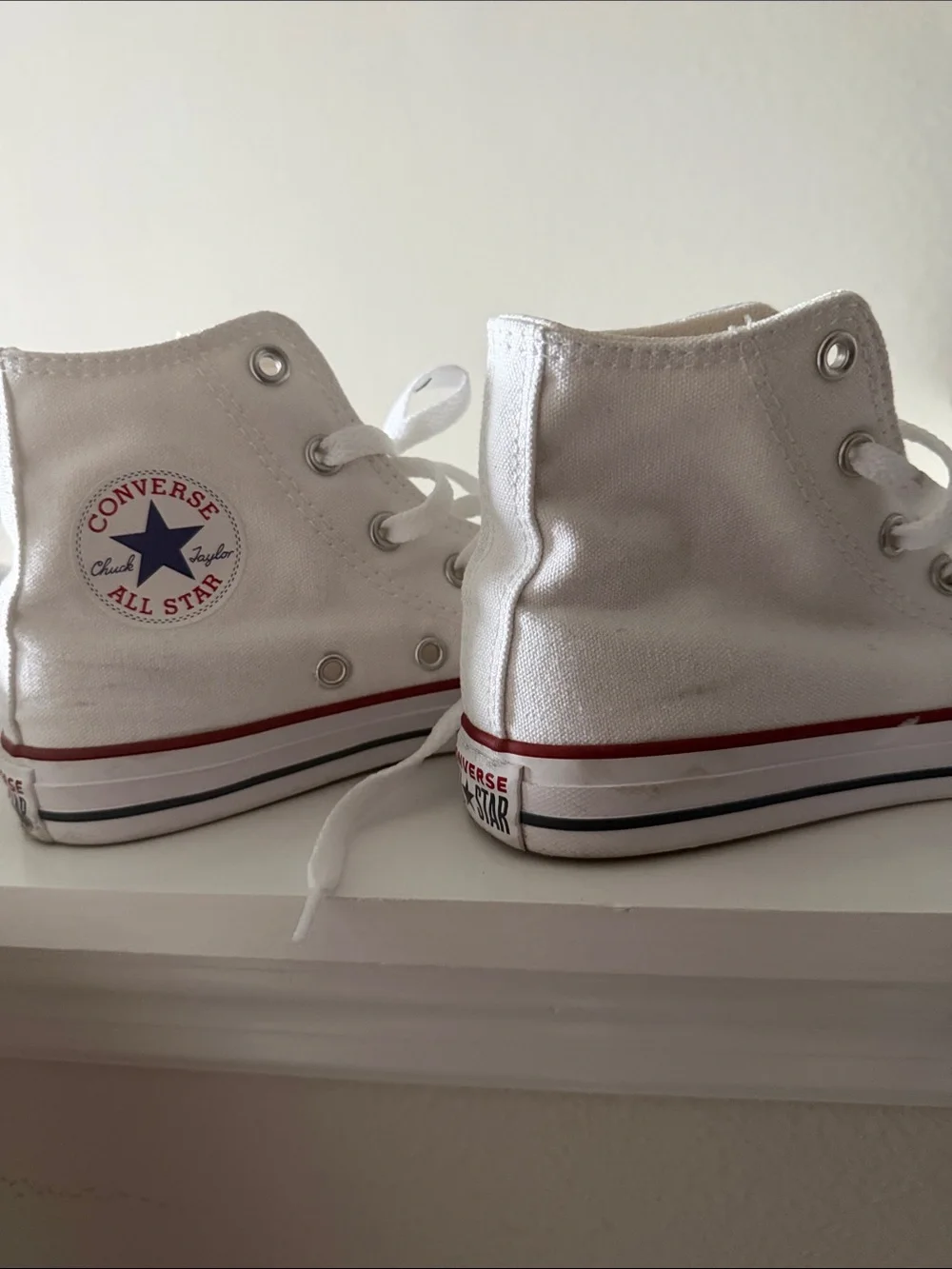 Converse Kids White High-Top Sneakers with Blue Star